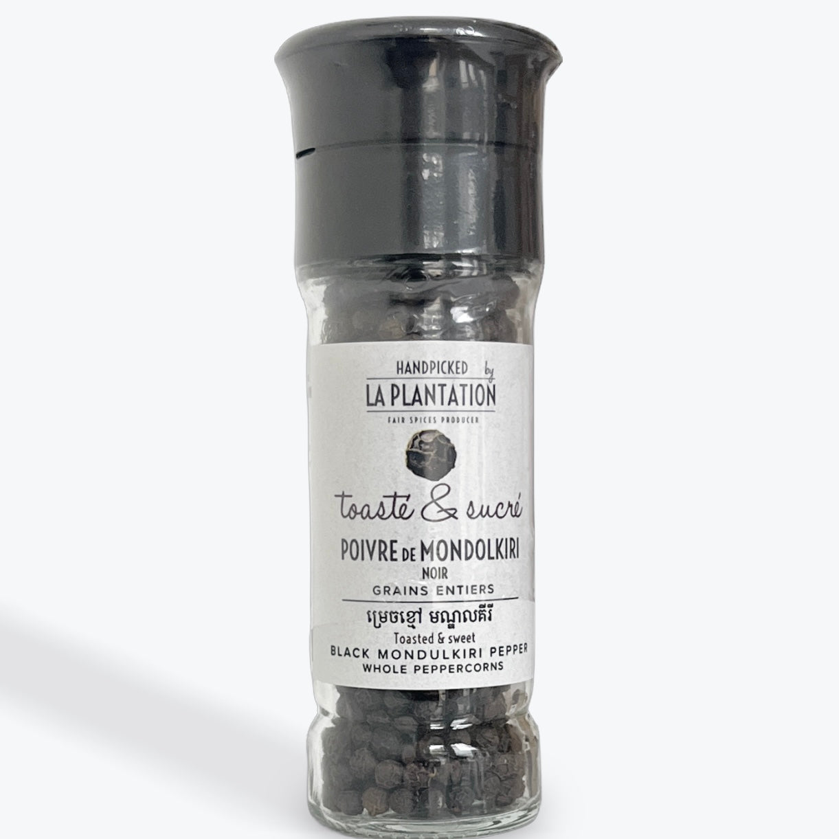Pepper grinder with Mondulkiri black pepper
