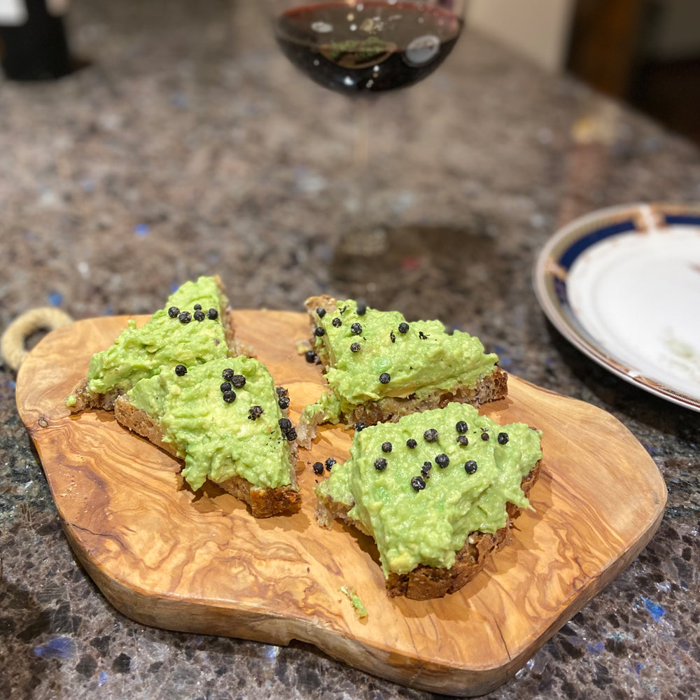 avocado taost with kampot salted pepper